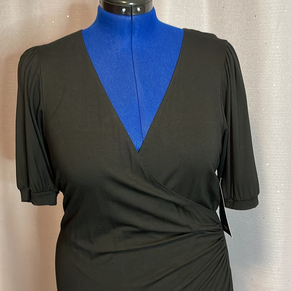 NWT Karen Kane XL black faux wrap dress.